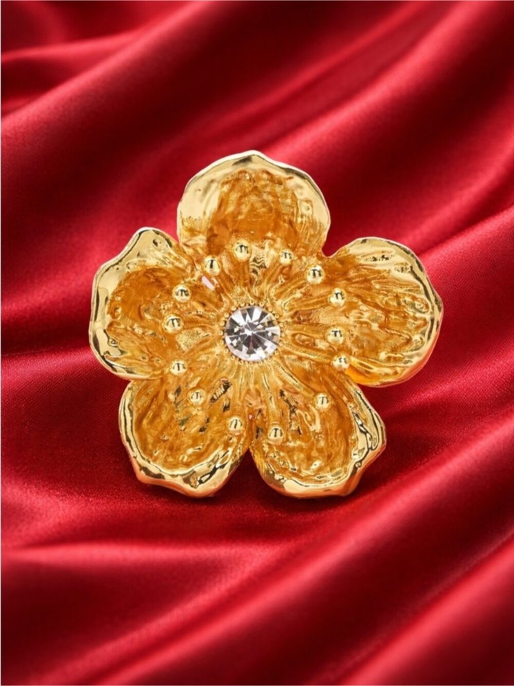 Golden Bloom Floral Brooch